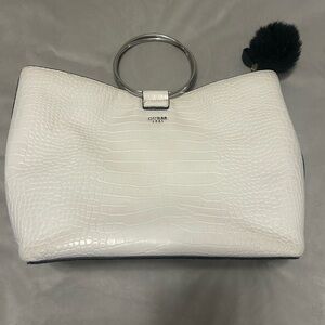 Guess White Croc-Embossed Tote Bag